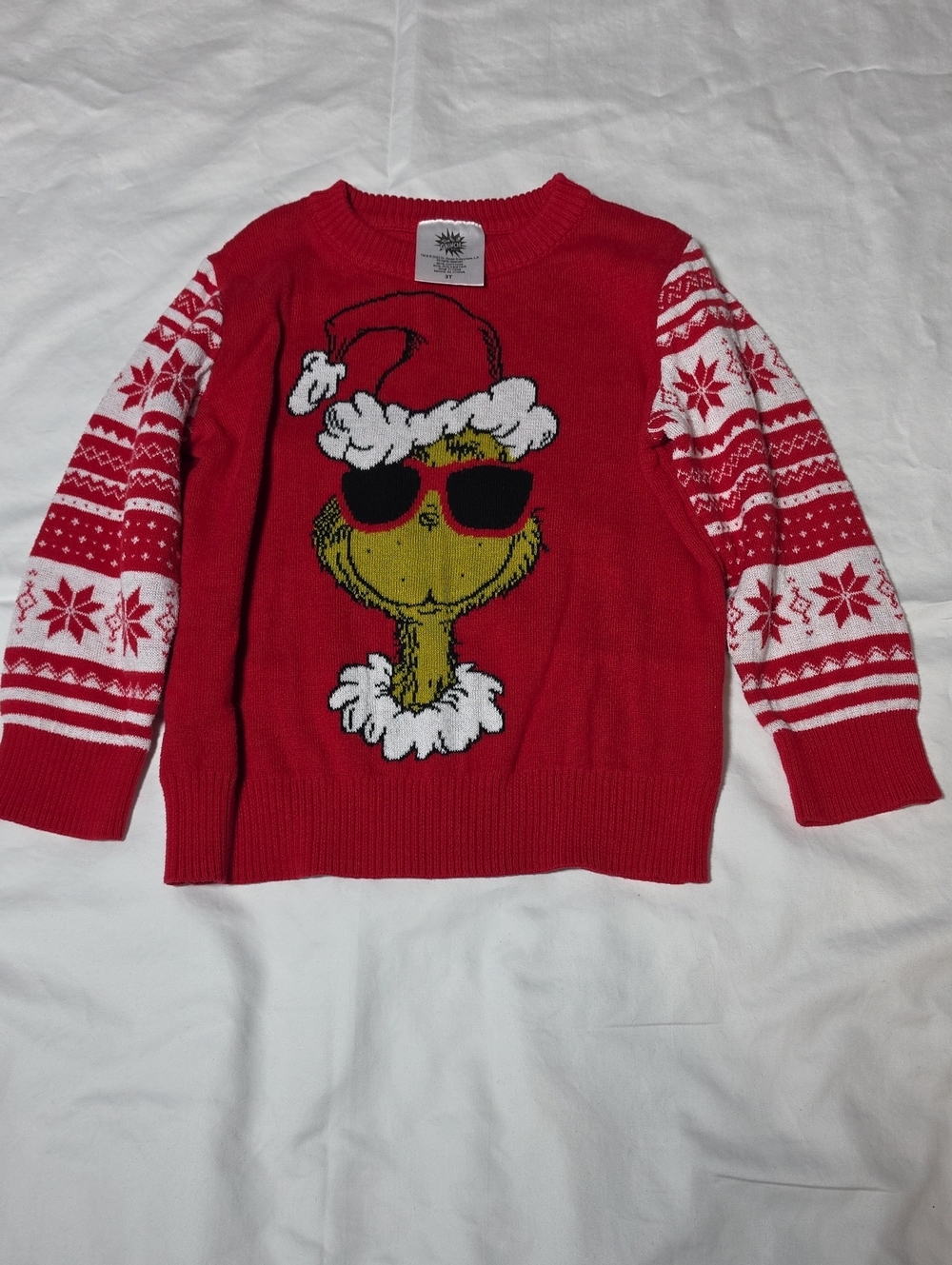 The Grinch Dr. Seuss Red Christmas Grinch Santa Hat Cotton Blend Sweater Size 3T